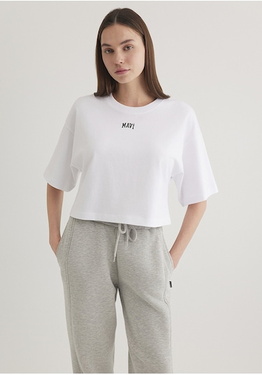 Mavi - Mavi Logo Baskılı Beyaz Tişört 1611585-620 Beyaz