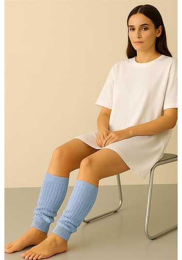 2 Adet Basic Kalın Pamuk Karışımlı Tozluk Mavi