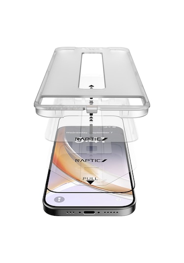 İphone 17 Uyumlu Raptic Air Glass 2.5d Ekran Koruyucu 2 Adet + Kolay Uygulama Aparatlı Şeffaf