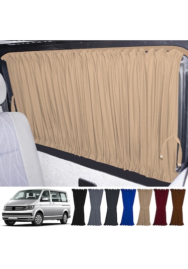 Pandami Volkswagen Transporter T5/t6/t7 Uzun Şase 2003-2022 Uyumlu Krem Raylı Oto Perde Takımı