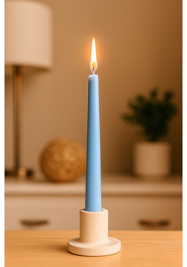 Şamdanlıklı Renkli Mum Mavi