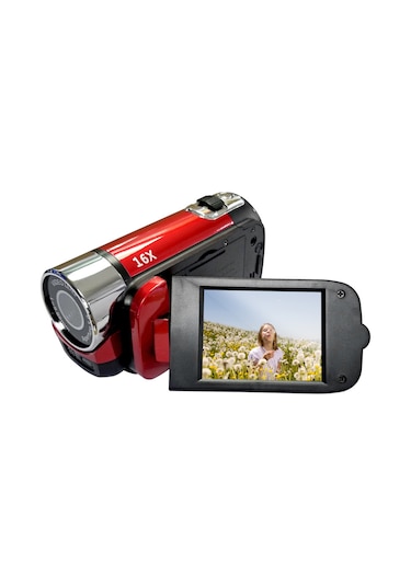 Vkemall Kırmızı 1080p Full Hd Dijital Video Kamerası - 16mp Cmos Sensör, 16x Dijital Zoom, 2.7" Lcd Ekran, Dahili Li-ion Pil Avrupa Standartı