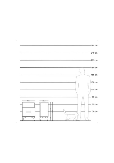Arges Komodin Tek Raflı 2 Çekmeceli 44x30x64 Aytaşı-aytaşı Aytaşı