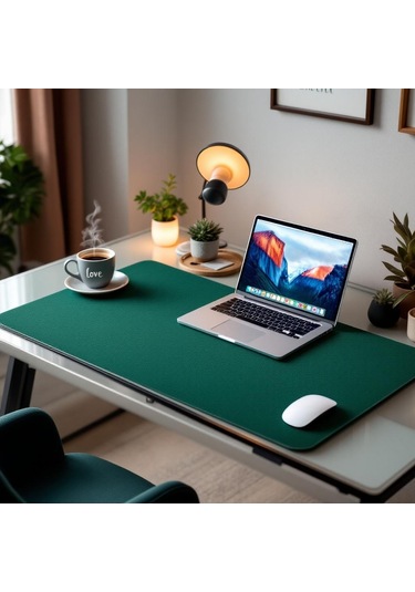 Mouse Pad Yeşil Masa Matı 80x260cm Suni Deri Desk Mat Ev Dekor 80 Cm 260 Cm