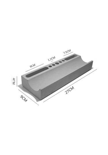 Beton Masaüstü Organizer Kalemlik, Telefon Ve Kartlık Düzenleyici Şık Ofis Masa Dekoru Gri