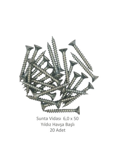 Sunta Vidası, 6,0 X 50 Mm, 20 Adet, Yhb Vida 6 x 50