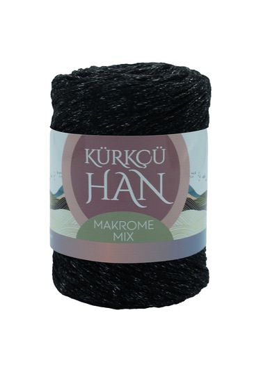 Kürkçü Han Makrome Mix 200gr 120m El Örgü İpi Siyah-antarsit