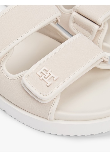 Tommy Hilfiger Double Strap Nubuck Sandal Kadın Bej Terlik - Fw0fw09298 Tommy Hilfiger Double Strap Nubuck Sandal Kadın Bej Terlik - Fw0fw09298