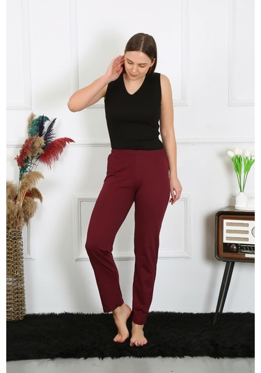 Akbeniz Kadın Pamuk Penye Tek Alt Pijama Bordo 27513-bordo Bordo