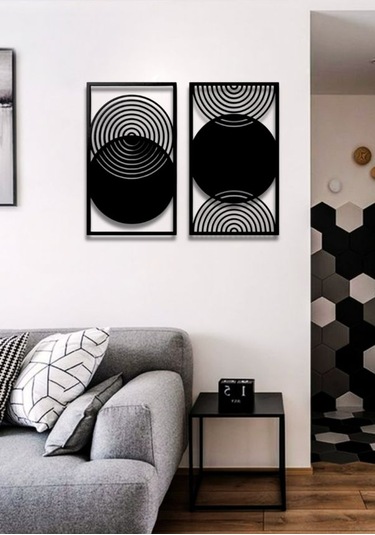 Bohem Stil Modern 2 Li Metal Duvar Dekoru Seti 40 X 75