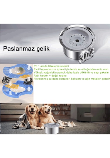 Ecronicword Paslanmaz Çelik Evcil Hayvan Su Kabı Kediler Köpekler 4l W11