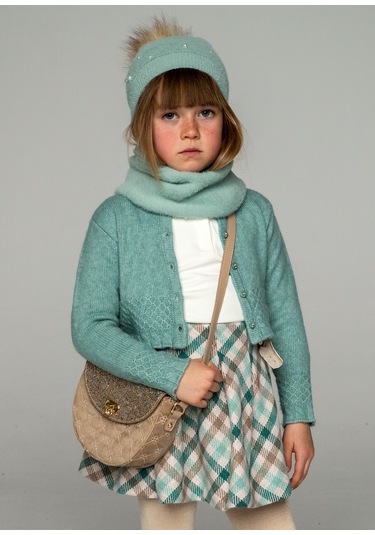 Kız Çocuk Ekose Etek - Yeşil Gri