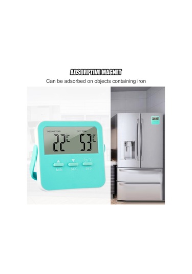 Vkemall Tp12 Yeşil Yüksek Hassasiyetli Zamanlayıcılı Isı Sicaklığı Alarm Termometresi 0-250 C