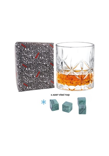 Perlotus 330 Cc Paris Serisi Büyük Kadeh Viski Bardağı Ve 4 Adet Viski Taşı Hediyeli Beyaz