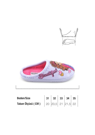 Gezer Kız Çocuk Kışlık Rahat Taban Ev Bahçe Gondol Terlik Lila