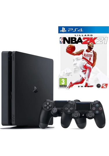 Sony Playstation 4 Slim 1 TB Oyun Konsolu + 2 Kol + NBA 2K21 (İthalatçı Garantili)