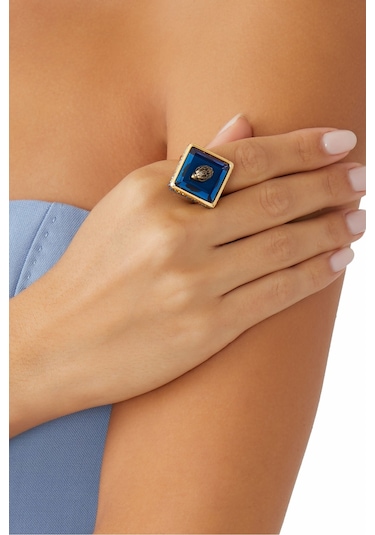 Eagle Square Cocktail Ring Kadın Yüzük 2x2x2.5 Cm Mavi