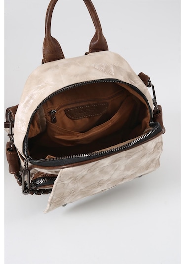 Ççs 17635 Kadın Omuz Ve Sırt Çantası Kırık Beyaz