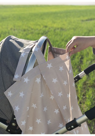 Mordesign Çok Amaçlı Bebek Emzirme Örtüsü/önlüğü Puset, Bebek Arabası Örtüsü, Extra Büyük, Yıldız Seri, Kahve Zg10030