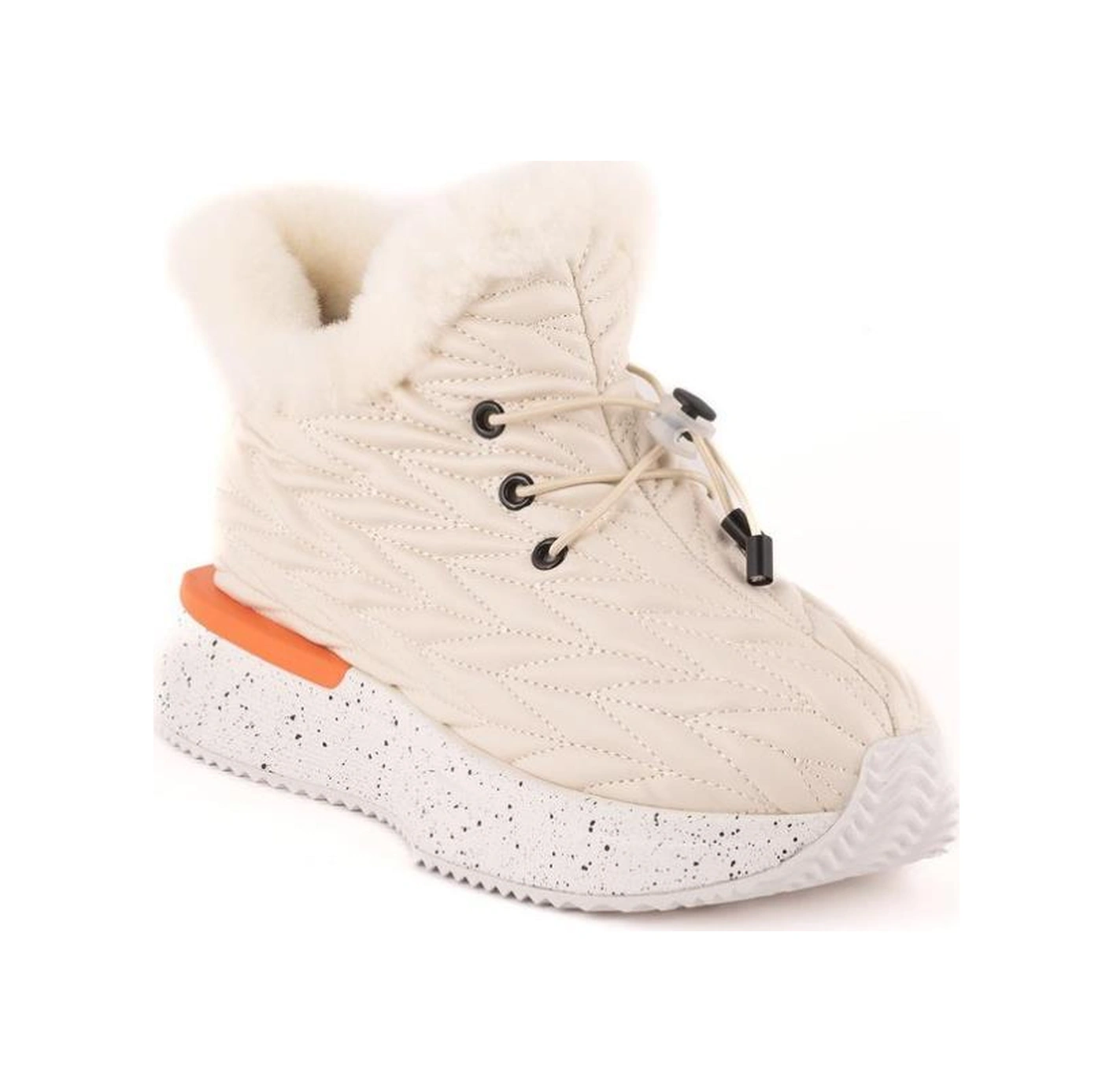 Guja 24k326 Kalın Taban Kapitoneli Kürklü Kadın Kar Botu Bej