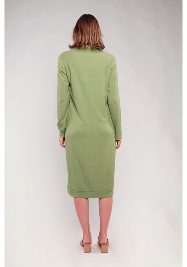 Gabria Ön Düğmeli Seul Uzun Hırka Haki