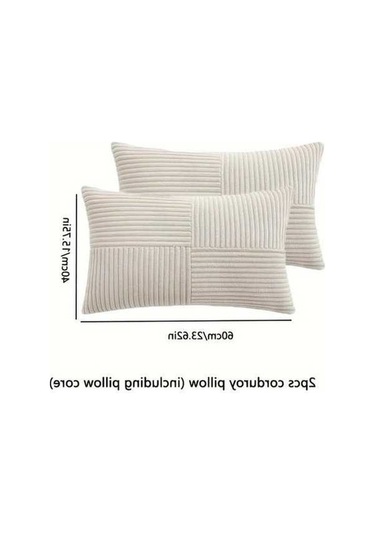 Trendooze Sunshine022 2 Adet Kadife Yastık 40x60 Cm Bej Renk Yatak Odası Oturma Odası Bej
