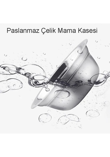 Techtic 3in1 Kedi Köpek Mama Su Kabı Paslanmaz Çelik Mama Kabı