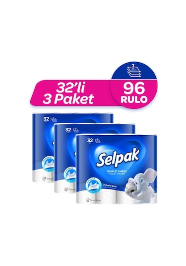 Selpak® Süper Soft Üç Katlı Tuvalet Kağıdı 3 x 32 Rulo