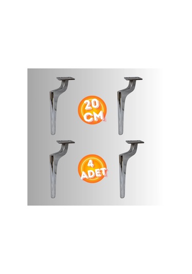 20 Cm Metal Zirve Ayak Koltuk Ayağı Mobilya Ayağı Ünite Ayağı Konsol Ayağı Puf Berjer Ayağı 4 Adet Krom