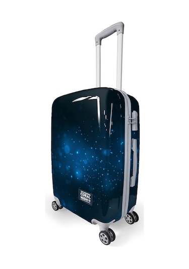 Coral High Renkli Desenli Pc Orta Boy Valiz 60cm 16827 Mavi