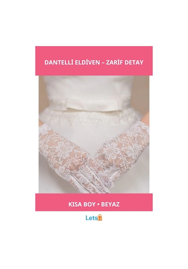 Letsii Beyaz Renk Kısa Dantelli Eldiven Zarif Aksesuar Çok Renkli