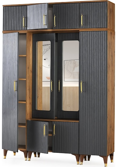 Doru Mdf Portmanto Antrasit - Ceviz