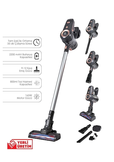 Pirantech ES92 Kablosuz Led Aydınlatmalı Şarjlı Dikey Süpürge