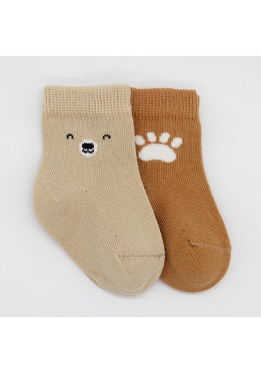 Bistyle Bear Penye Soket Çorap 2'li Bs10116 Bej Bej
