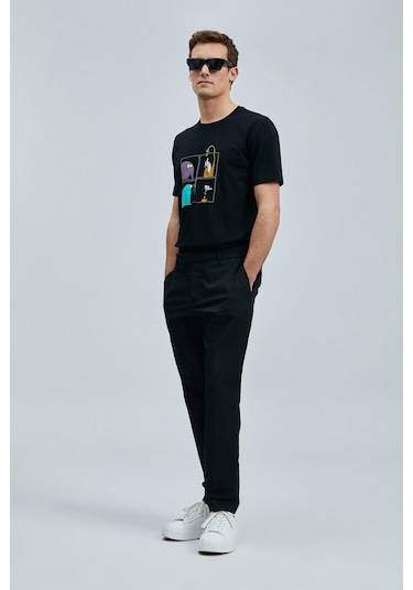 Lufian Funky Modern Grafik T- Shirt Siyah Siyah 111020254100100 Siyah