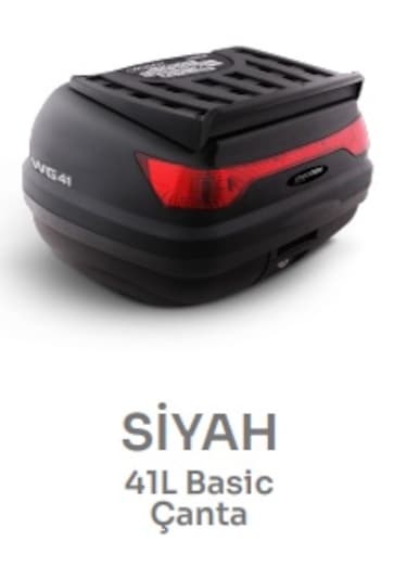 Wogen 41 Lt Motosiklet Arka Çanta Üst Bagaj Basic Siyah