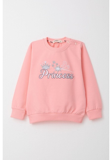 Breeze Kız Bebek Eşofman Takım Prenses Yazı Nakışlı 9 Ay-3 Yaş, Pembe Pembe