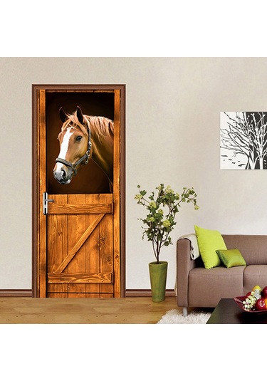 Reedark Pvc Ahşap Gövde Desenli 3d Kapı Sticker - 77x200cm, Doğal Isı Sağlar, Hasarlı Yeri Gizler, Kolay Uygulanır Diğer