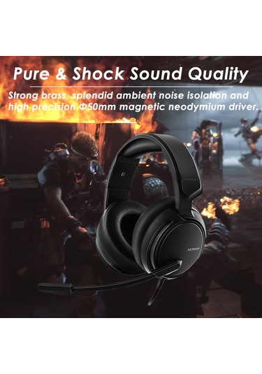 Kangvka Nubwo N12 Kablolu Oyun Kulaklığı 50mm Sürücü, Gürültü Engelleme Mikrofon, Ses Kontrolü, Kolay Uyumlu, Pc/ps4/xbox Uyumlu Siyah