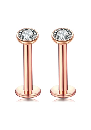 Vkemall 6 Çift Gümüş Çelik Gövde Delme Takımı - Gül Altın Renkli Dudak Piercingi, 1.2mm Çubuk Çapı, 8mm Uzunluk, 3-4mm Toplar Gold