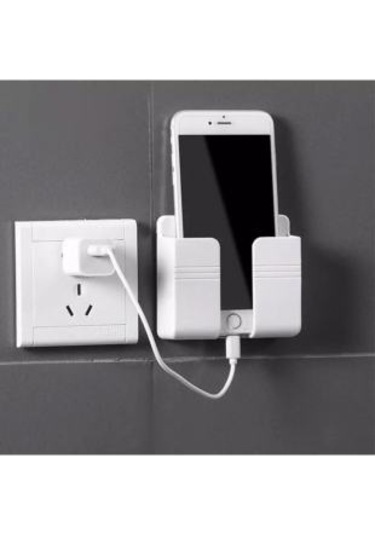 Duvara Yapışan Telefon Kumanda Tutucu Aparatı Beyaz