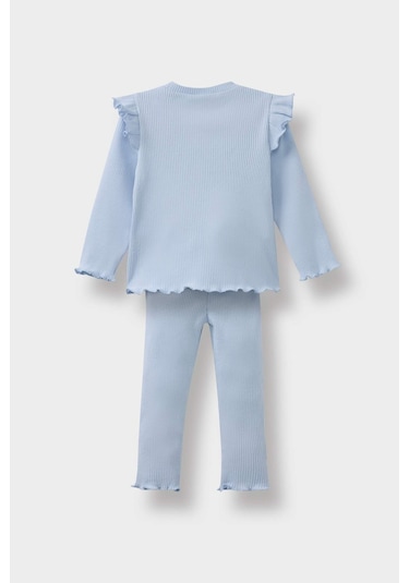 Defacto Kız Bebek 2li Takım Çiçekli Uzun Kollu Fitilli Kaşkorse Tişört Tayt Y1122a225aube216 Mavi Defacto Kız Bebek 2li Takım Çiçekli Uzun Kollu Fitilli Kaşkorse Tişört Tayt Y1122a225aube216 Mavi