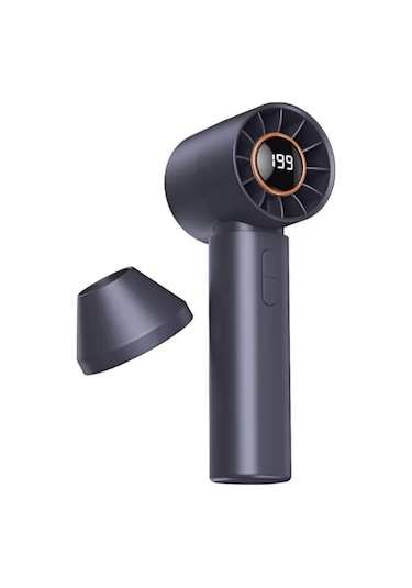 Taşınabililir Mini Usb Şarjlı Turbo Dijital Ekranlı El Vantilatör Fan Soğutucu T12 Gri