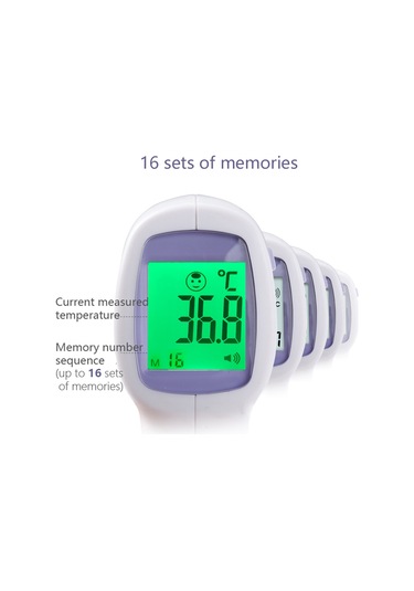 Ruicoo Infrared Isı Ölçer El Tipi Doku-sız Lcd Ekranlı 16 Veri Kaydı İle C/ F Değiştirilebilir Termometre Pil Yok, Logo'lu