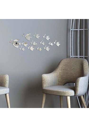 Mufunye Ev Dekorasyonu İçin 13'lü Akvaryum Balığı Desenli Plastik Ayna Sticker Seti - Hafif, Kolay Kurulum, Çıkarılabilir, Koruyucu Filmi Var Çok Renkli