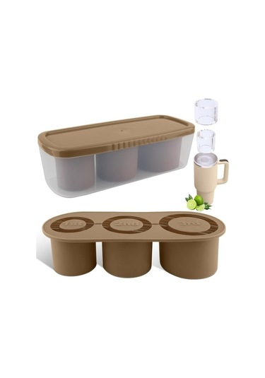 Dinosaurs 30-40 Oz Bardak Için Buz Küpü Tepsisi, Kapaklı Ve Kutulu 3 Adet Silikon Buz Küpü Kalıpları Ahşap