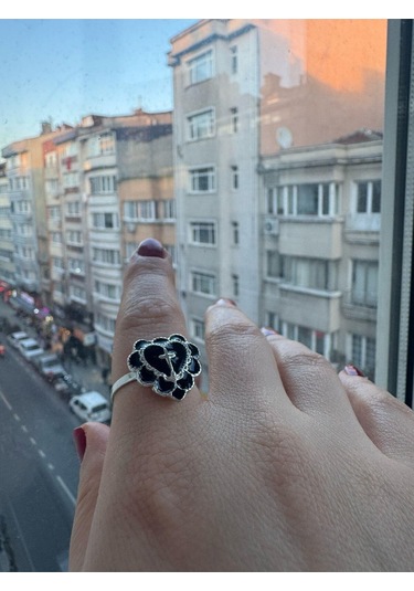 Gotik Kalp Haç Model Siyah Ayarlanabilir Yüzük
