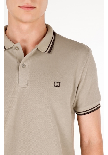 Colins Normal Kesim Kısa Kol Erkek Polo Yaka Tişört - Haki Açık Haki