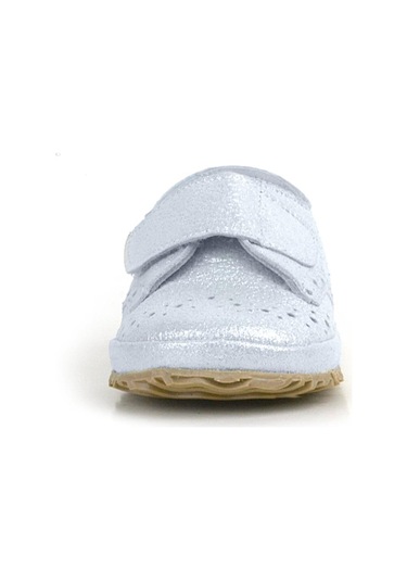 Hakiki Deri Gümüş Gri Cırtlı Bebek Patik Ayakkabı Gümüş