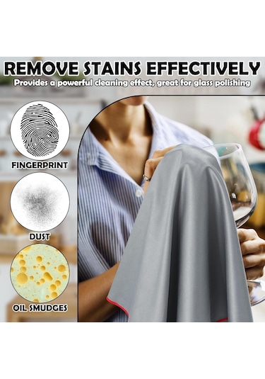 Lemestar 6 Adet Büyük Boy Mikrofiber Temizlik Mendili Kömür-slate , Kir Ve Lekesiz Cam, Pencere Ve Kristal Temizliği İçin, Yıkama Uygun, Yeniden Kullanılabilir Gri